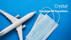  Presentation with plane - Slides consisting of plane-mode-tickets-and-mask background and a teal colored foreground