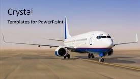  Presentation with plane - Cool new PPT theme with plane on tarmac backdrop and a light blue colored foreground