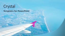  Presentation with land - Slides featuring plane on the wing sea background and a  colored foreground