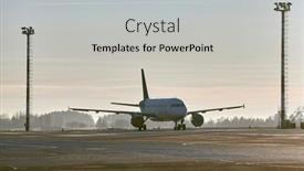  Presentation with jet plane - Cool new PPT layouts with plane-parked-at-an-airport backdrop and a light gray colored foreground