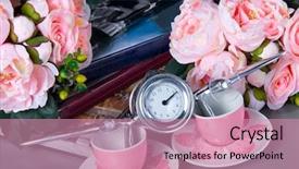  Presentation with cup of lemon tea - PPT layouts featuring plane pink - closeup of cups of tea background and a coral colored foreground