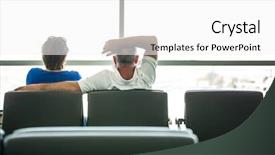  Presentation with active seniors senior couple - Audience pleasing slide deck consisting of plane ticket - senior couple waiting for their backdrop and a white colored foreground