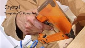  Presentation with work the word in your life - Presentation consisting of plane wood - detail of caucasian carpenter background and a coral colored foreground