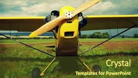  Presentation with airplane - Presentation featuring vintage planes - old airplane on grass cross-processed background and a tawny brown colored foreground