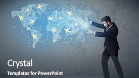  Presentation with blue business - Slides enhanced with planes around the world background and a gray colored foreground