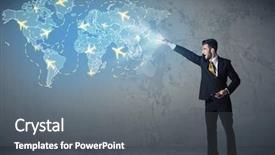  Presentation with blue business proposal - Colorful presentation theme enhanced with planes around the world backdrop and a gray colored foreground