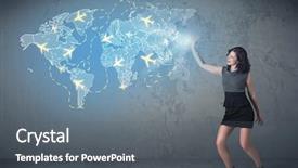  Presentation with blue business proposal - Cool new presentation theme with digital blue map with plane backdrop and a gray colored foreground