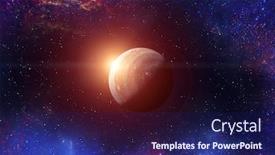  Presentation with stars universe - PPT theme featuring planet-among-stars-in-universe background and a navy blue colored foreground