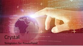  Presentation with matrix - Slide set with planet coding - cropped hand of woman background and a red colored foreground