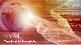  Presentation with coding - PPT layouts featuring planet coding - cropped hand of woman background and a coral colored foreground