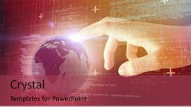 Presentation with matrix - Beautiful theme featuring planet coding - cropped hand of woman backdrop and a red colored foreground