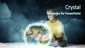  Presentation with aesthetics cute - Presentation theme enhanced with planet earth - cute boy sitting in bed background and a wine colored foreground