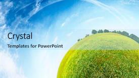  Presentation with green planet - Amazing PPT theme having planet earth - part of a spherical panorama backdrop and a light blue colored foreground