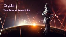  Presentation with spaceman - Presentation theme consisting of planet earth abstract theme background and a wine colored foreground