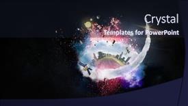  Presentation with outer space - Theme consisting of planet-earth-and-space-ship background and a wine colored foreground