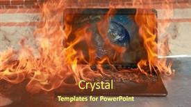  Presentation with global laptop - PPT layouts consisting of planet-earth-burning-laptop-laptop background and a tawny brown colored foreground