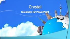  Presentation with planet earth on white - Presentation theme having planet-earth-in-blue-sky background and a cobalt blue colored foreground