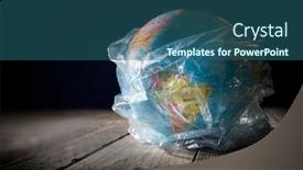  Presentation with earth pollution - Presentation design having planet-earth-in-polyethylene-plastic background and a ocean colored foreground