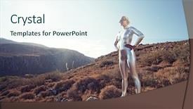  Presentation with cyber - Beautiful slides featuring planet earth sunrise space - cyber woman in the mountains backdrop and a sky blue colored foreground