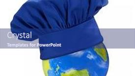 Presentation with planet earth on white - Cool new PPT theme with planet-earth-with-chef-cap backdrop and a navy blue colored foreground