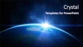  Presentation with sunrise - PPT theme having planet earth with sunrise background and a navy blue colored foreground