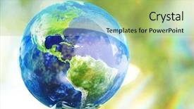  Presentation with shining - Cool new presentation with planet earth backdrop and a mint green colored foreground