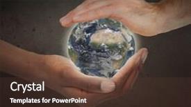  Presentation with peace education two smiley hands - Presentation theme consisting of planet globe against a white background and a tawny brown colored foreground