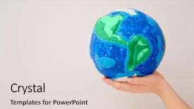  Presentation with planet earth on white - Audience pleasing presentation theme consisting of planet in hands against white backdrop and a lemonade colored foreground