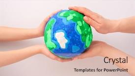  Presentation with earth planet globe - Amazing presentation theme having planet in hands against white backdrop and a lemonade colored foreground