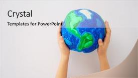  Presentation with earth planet globe - Audience pleasing slide set consisting of planet in hands against white backdrop and a white colored foreground