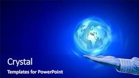  Presentation with hand palm - Amazing presentation theme having planet on palm on blue backdrop and a  colored foreground