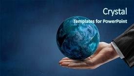  Presentation with mercury planet - Presentation theme consisting of planet on palm background and a ocean colored foreground