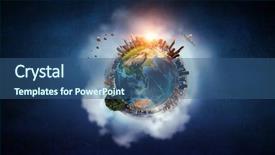  Presentation with planetarium - Amazing slide set having planetarium - earth and galaxy backdrop and a ocean colored foreground