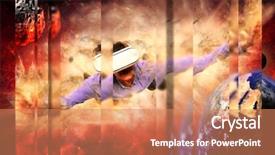  Presentation with virtual reality rehabilitation - Audience pleasing slides consisting of planetarium - young man wearing virtual reality backdrop and a coral colored foreground