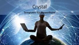  Presentation with universe - Slide deck with planetary orbit - our unique universe background and a teal colored foreground