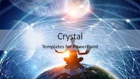  Presentation with universe - Theme enhanced with planetary orbit - our unique universe background and a light blue colored foreground