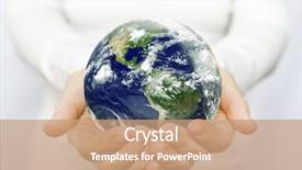  Presentation with woman hands open - Cool new theme with planetearth - open hands of woman backdrop and a coral colored foreground