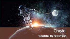  Presentation with spaceman - Cool new presentation theme with planets - fantasy image with spaceman catch backdrop and a tawny brown colored foreground