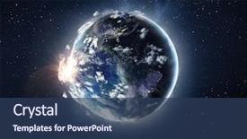  Presentation with night day - Beautiful presentation theme featuring planets - full view of planet earth backdrop and a ocean colored foreground