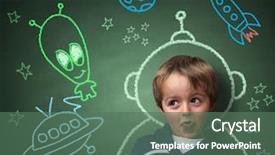  Presentation with alien - PPT theme with planets - imagination and dreams background and a ocean colored foreground