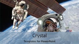  Presentation with international space station - Colorful slides enhanced with planets - international space station and astronaut backdrop and a light blue colored foreground