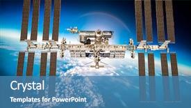  Presentation with international space station - Cool new slides with planets - international space station backdrop and a teal colored foreground