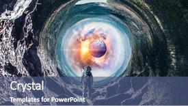  Presentation with astronaut - Slide deck featuring planets - space hole and astronaut mixed background and a ocean colored foreground