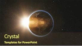  Presentation with sun star - Theme consisting of planets - space view on planet earth background and a tawny brown colored foreground