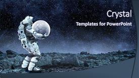  Presentation with spaceman - Colorful presentation theme enhanced with planets - spaceman carry moon planet mixed backdrop and a wine colored foreground