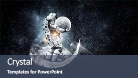  Presentation with spaceman - Amazing slide set having planets - spaceman carry moon planet mixed backdrop and a ocean colored foreground