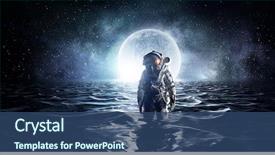  Presentation with spaceman - Beautiful presentation theme featuring planets - spaceman in the sea mixed backdrop and a ocean colored foreground