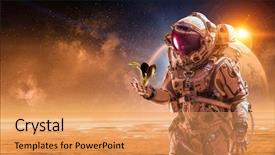  Presentation with media - Beautiful presentation theme featuring planets - there is life on other backdrop and a yellow colored foreground