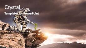  Presentation with life - Presentation theme featuring planets - there is life on other background and a tawny brown colored foreground