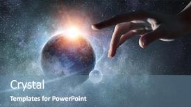  Presentation with finger - PPT layouts having planets - touching planet with finger background and a seafoam green colored foreground